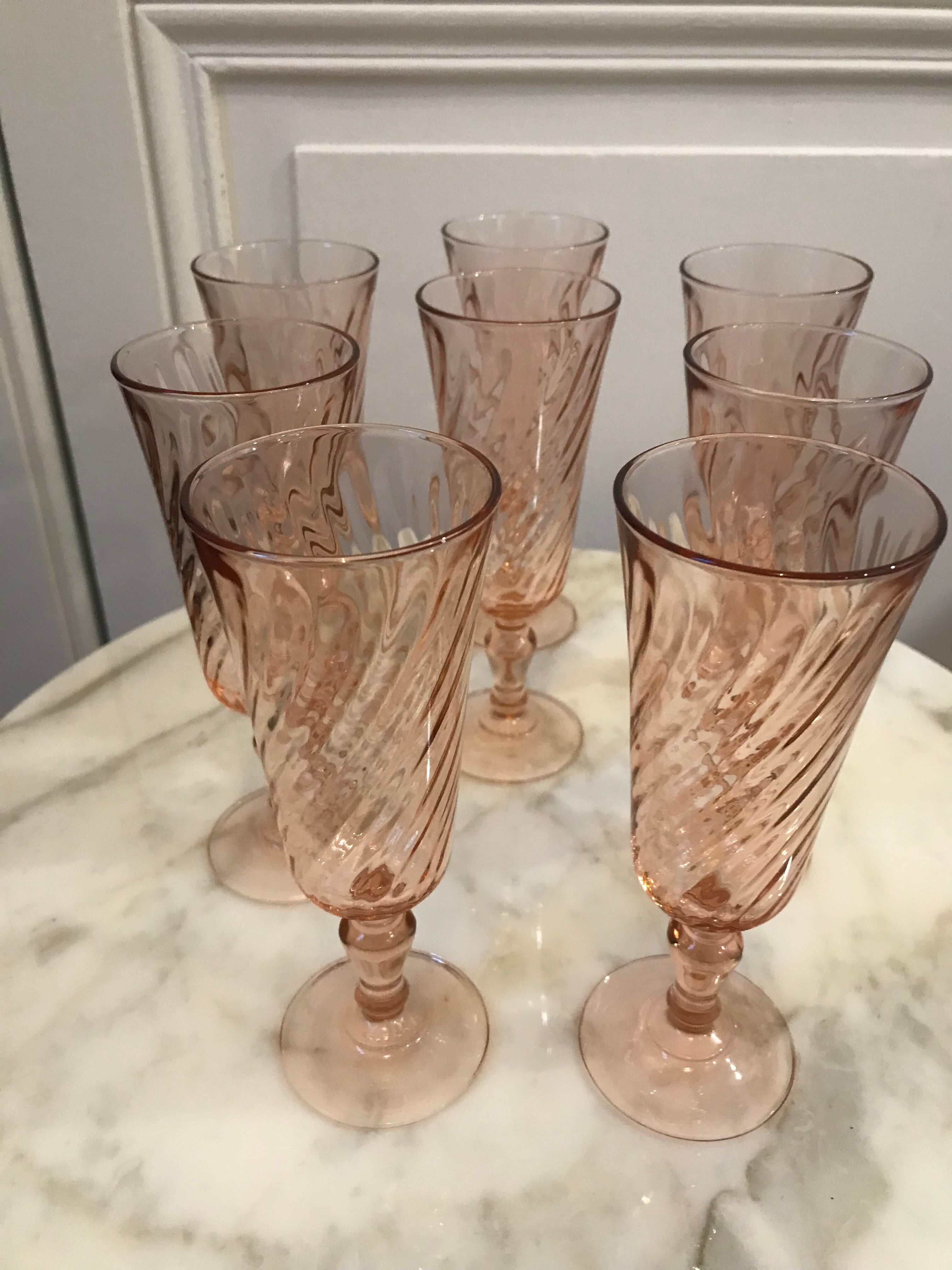 Series of 8 champagne flutes "Rosaline"