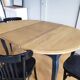 Antique extendable round table with Louis XV style extension