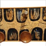 Vintage coat rack in wood and enameled copper
