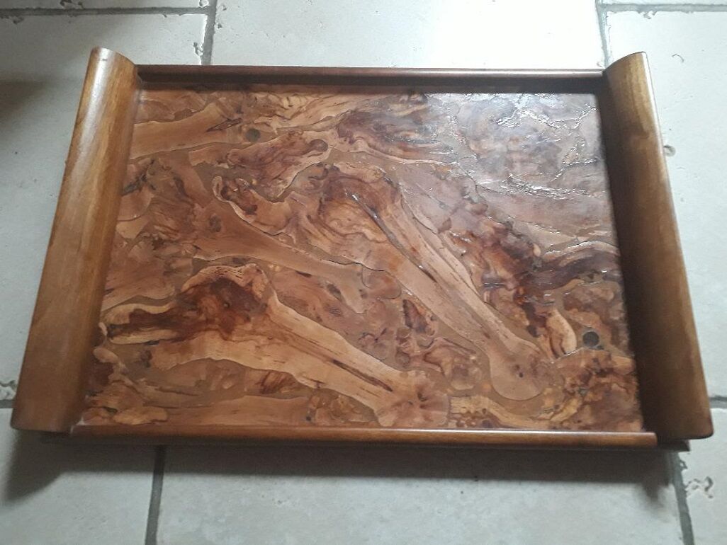 Wood marquetry serving tray
