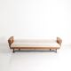 Vintage convertible sofa in fabric and imitation leather