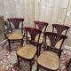 Suite de 4 chaises et deux fauteuils cannés thonet à "palmettes"