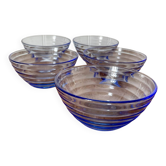 Lot 5 bols en verre bleu Bormioli Rocco