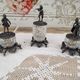Trio of salters and mustard makers made of Bavarian crystal and bronze
