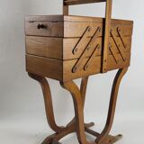 Worker on wooden feet