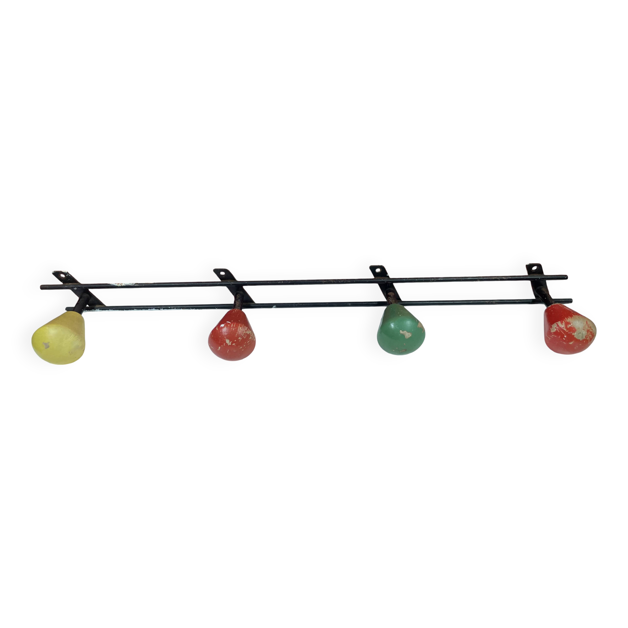 Round iron coat rack and wooden hooks 59 cm