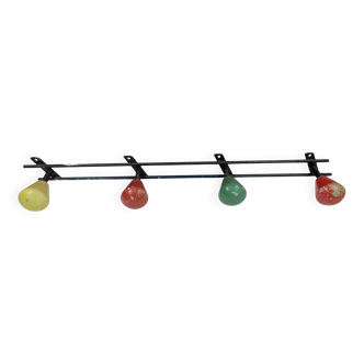 Round iron coat rack and wooden hooks 59 cm