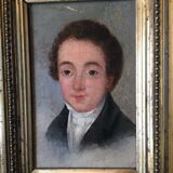 Oil on canvas mounted on panel "portrait of a young man" 19th century
