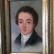 Oil on canvas mounted on panel "portrait of a young man" 19th century