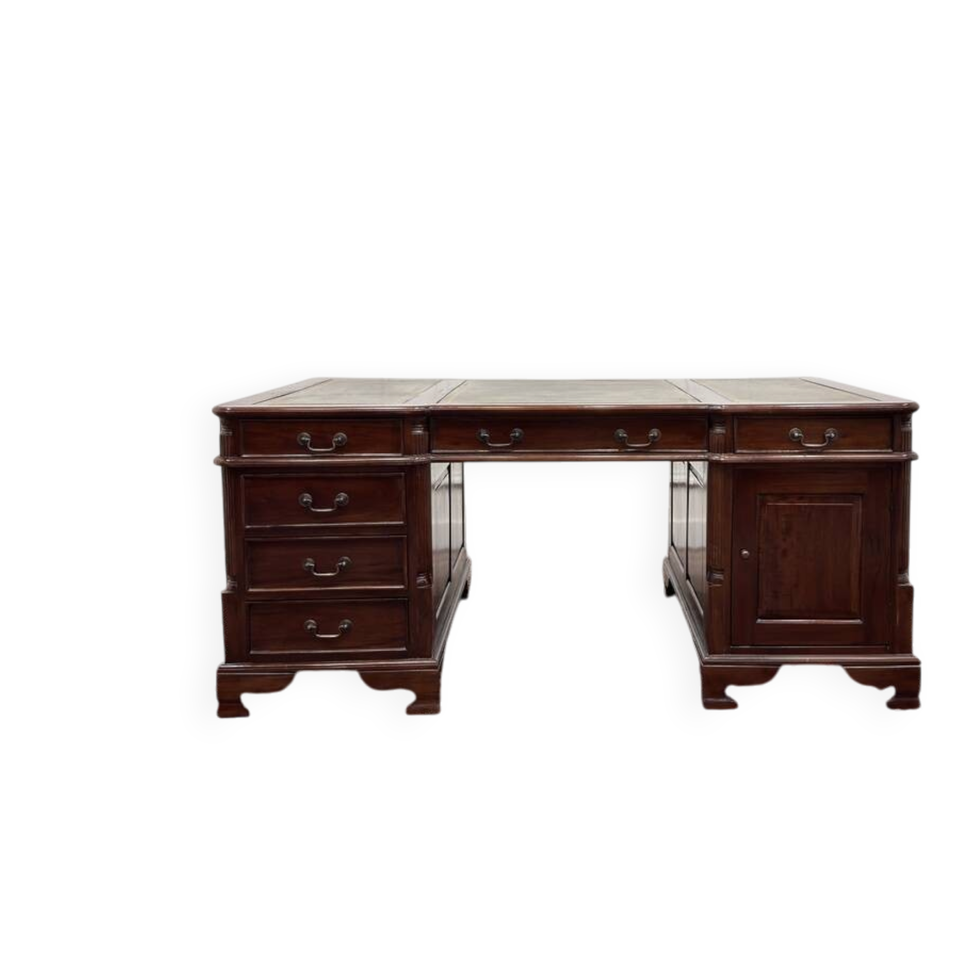 Bureau classique en cuir vert Partnerdesk
