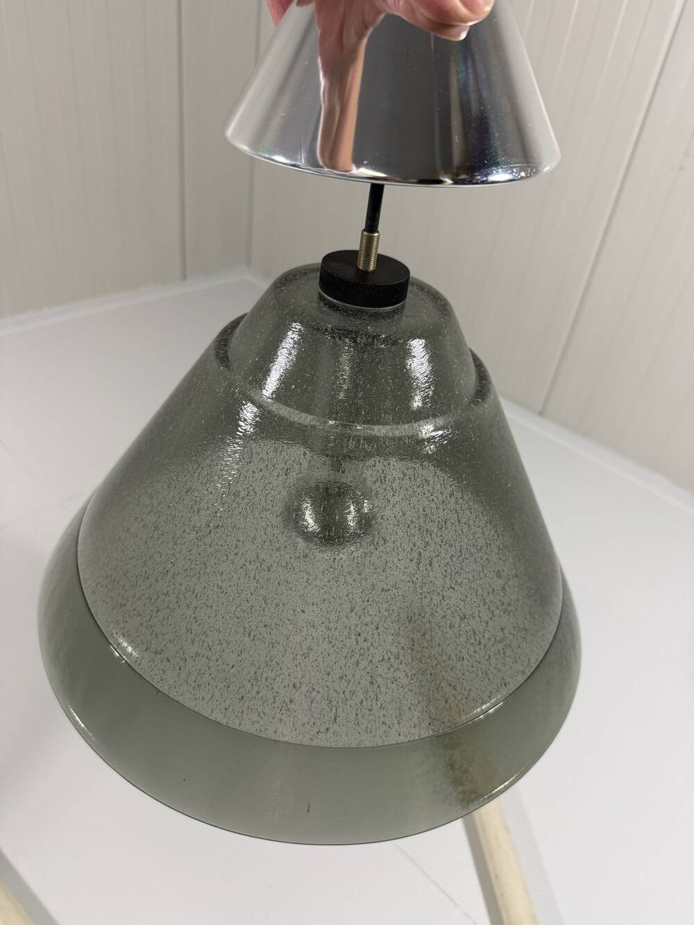 Peill & Putzler cone shaped glass hanging lamp, Germany