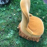Fauteuil crapaud vert velours année 70-80