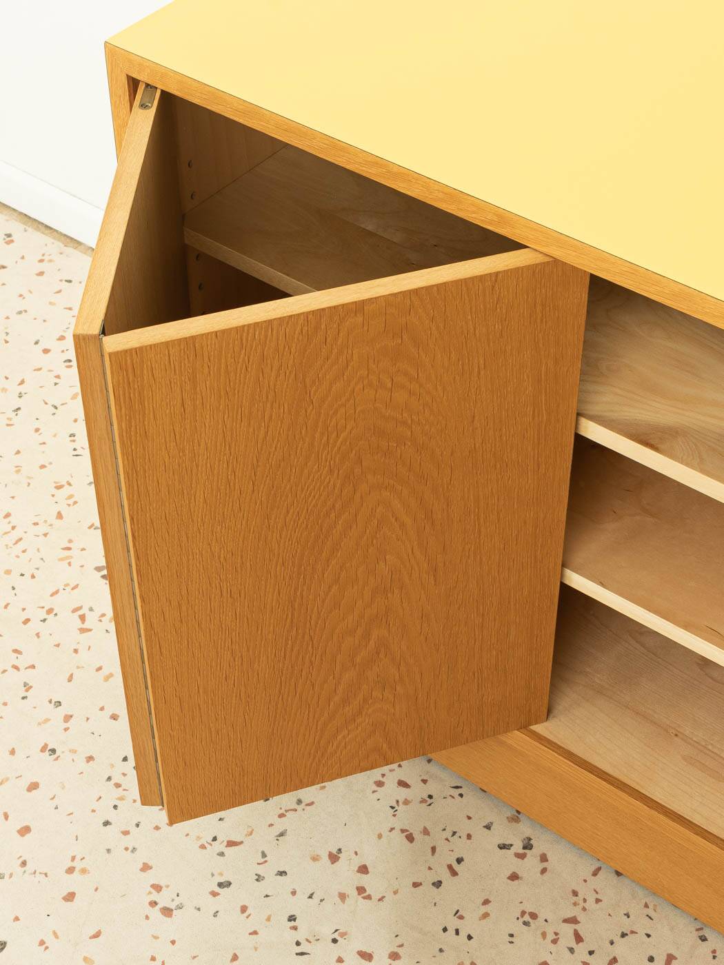 Sideboard by Poul Hundevad, 1960s, oak veneer, yellow Resopal