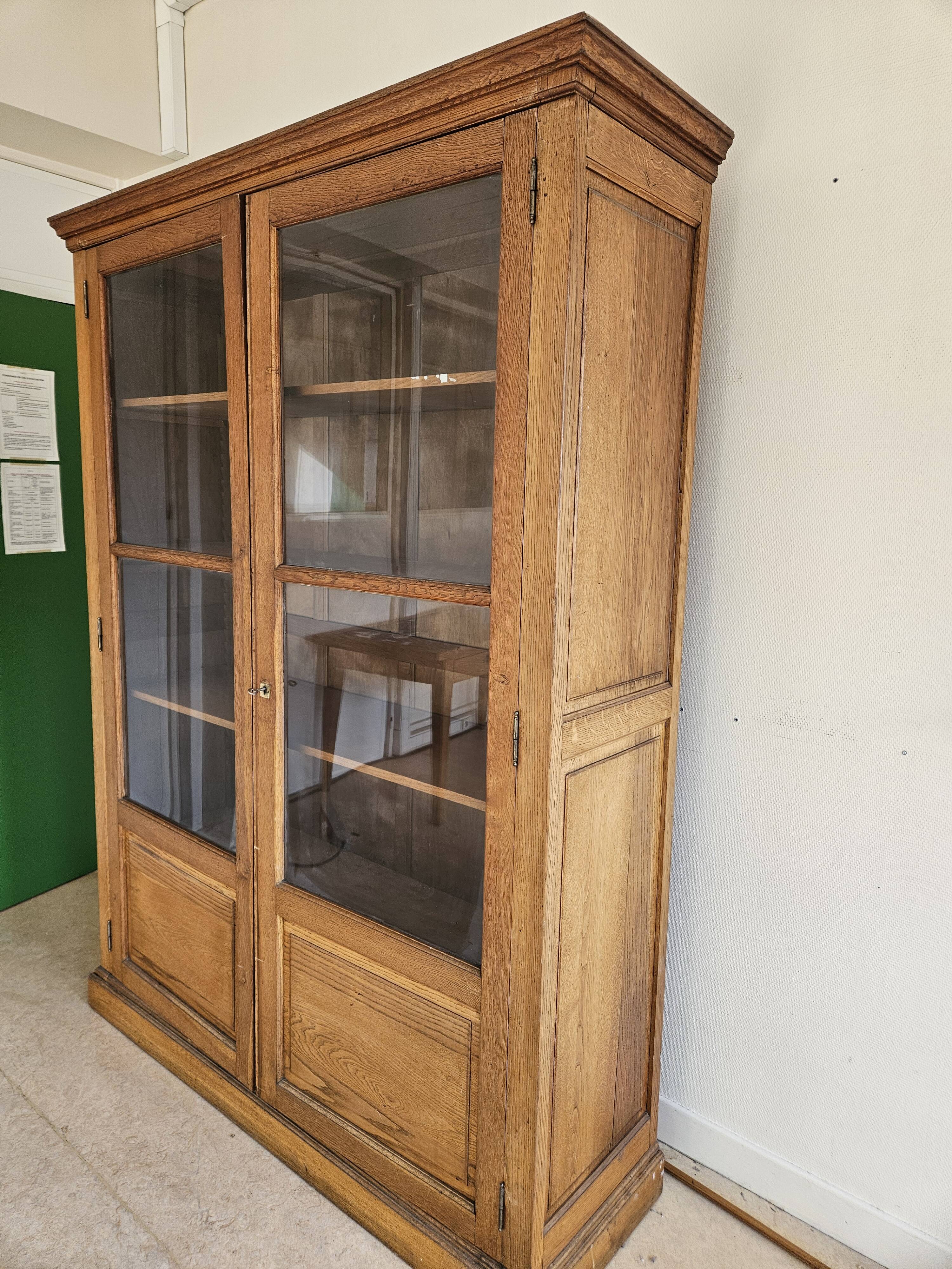 Large antique oak administration cabinet