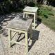 Garden bench in iron and wood and these 2 wooden stools