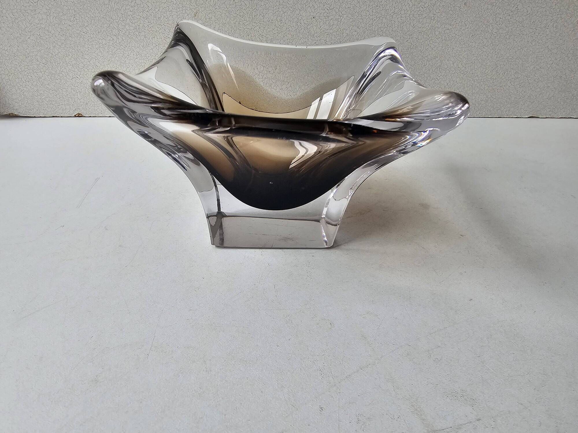 Murano Sommerso transparent brown glass catchall
