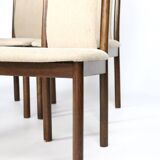 4 wooden and fabric chairs, 80s
