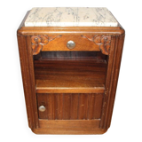 Antique 1930s bedside table in solid wood and marble, Art Deco style