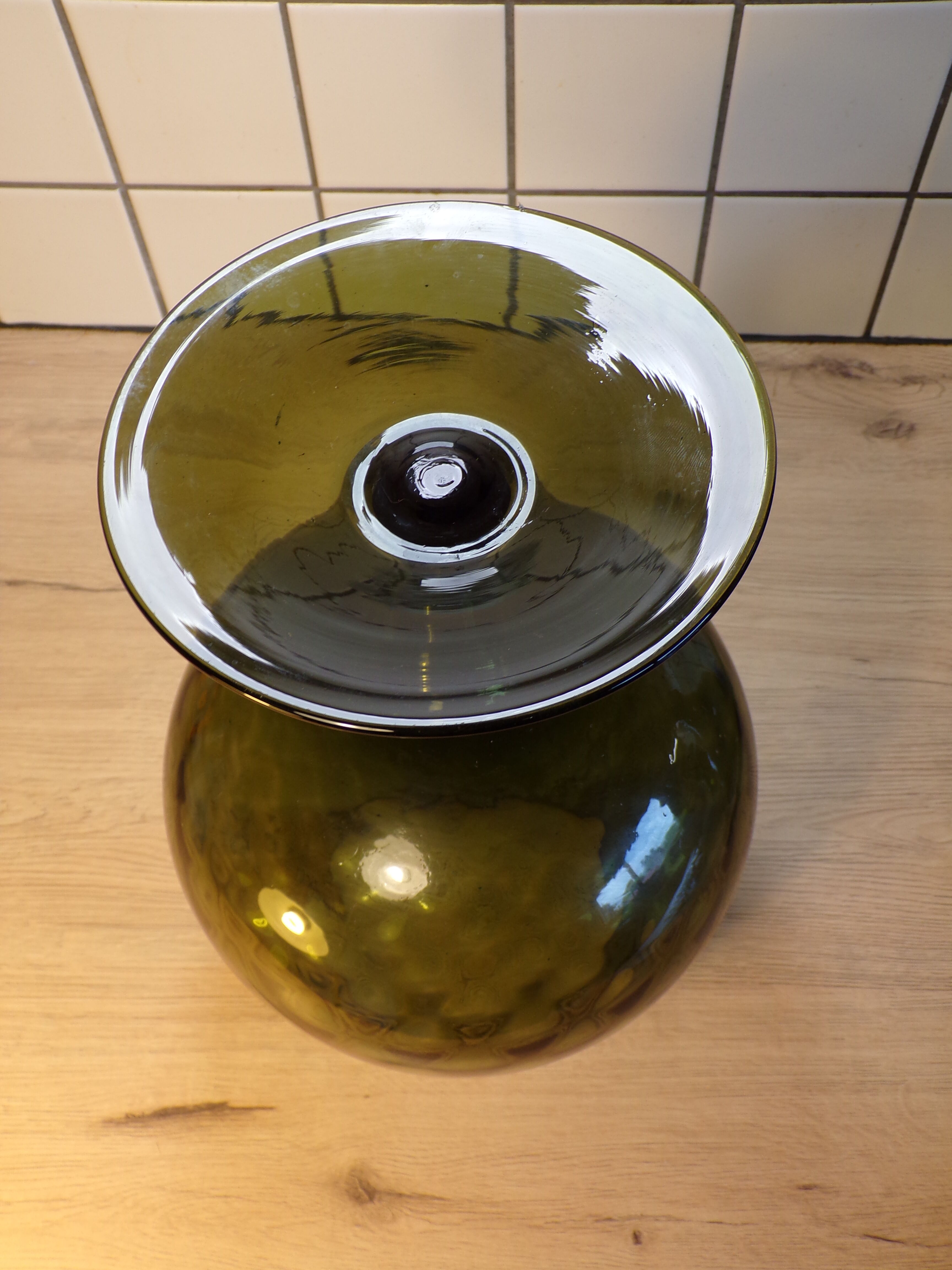 Green frosted glass vase