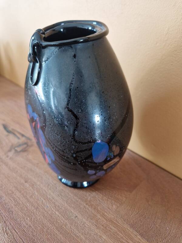 Robert Pierini (Born in 1950) - Matte black blown glass vase - 1985 - Biot
