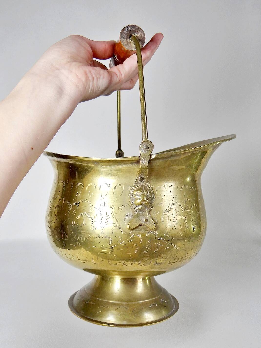 Vintage Ornate Brass Coal Bucket
