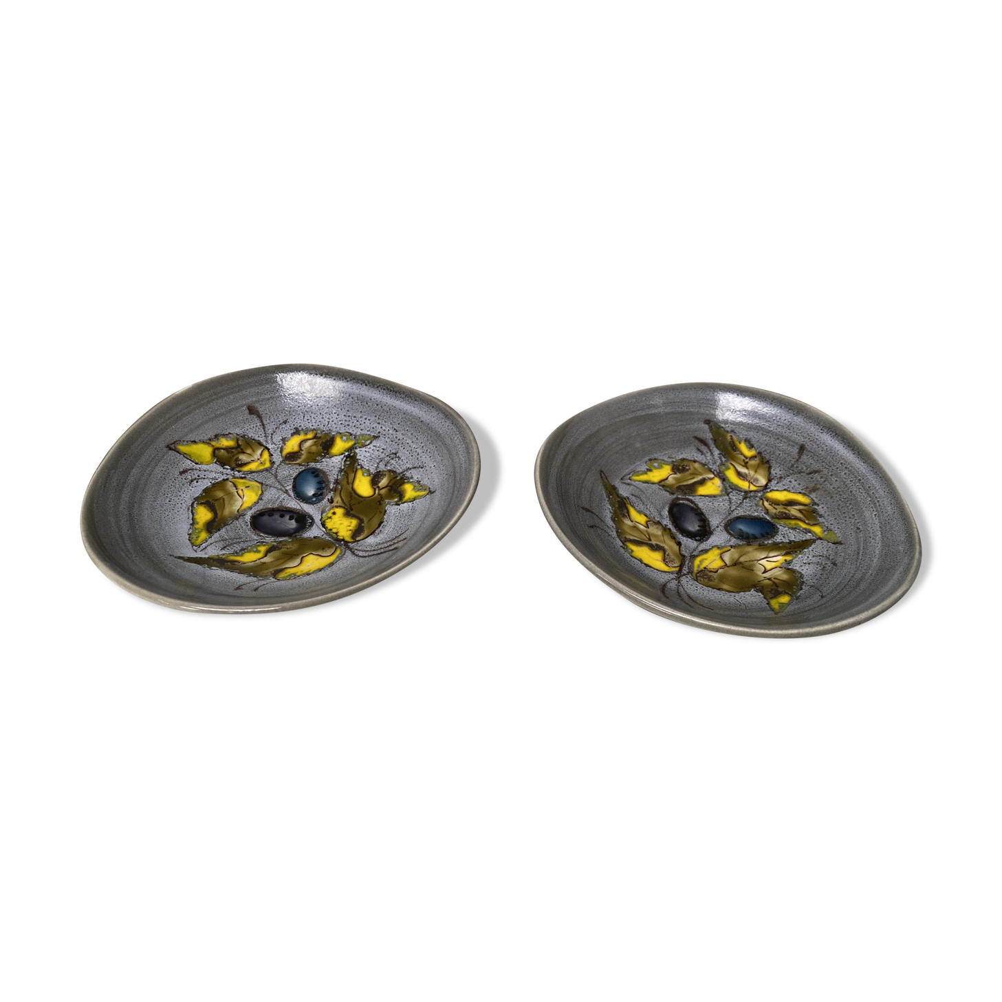 Lot of 2 small aperitif dishes blue grey sandstone Pornic