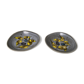 Lot of 2 small aperitif dishes blue grey sandstone Pornic