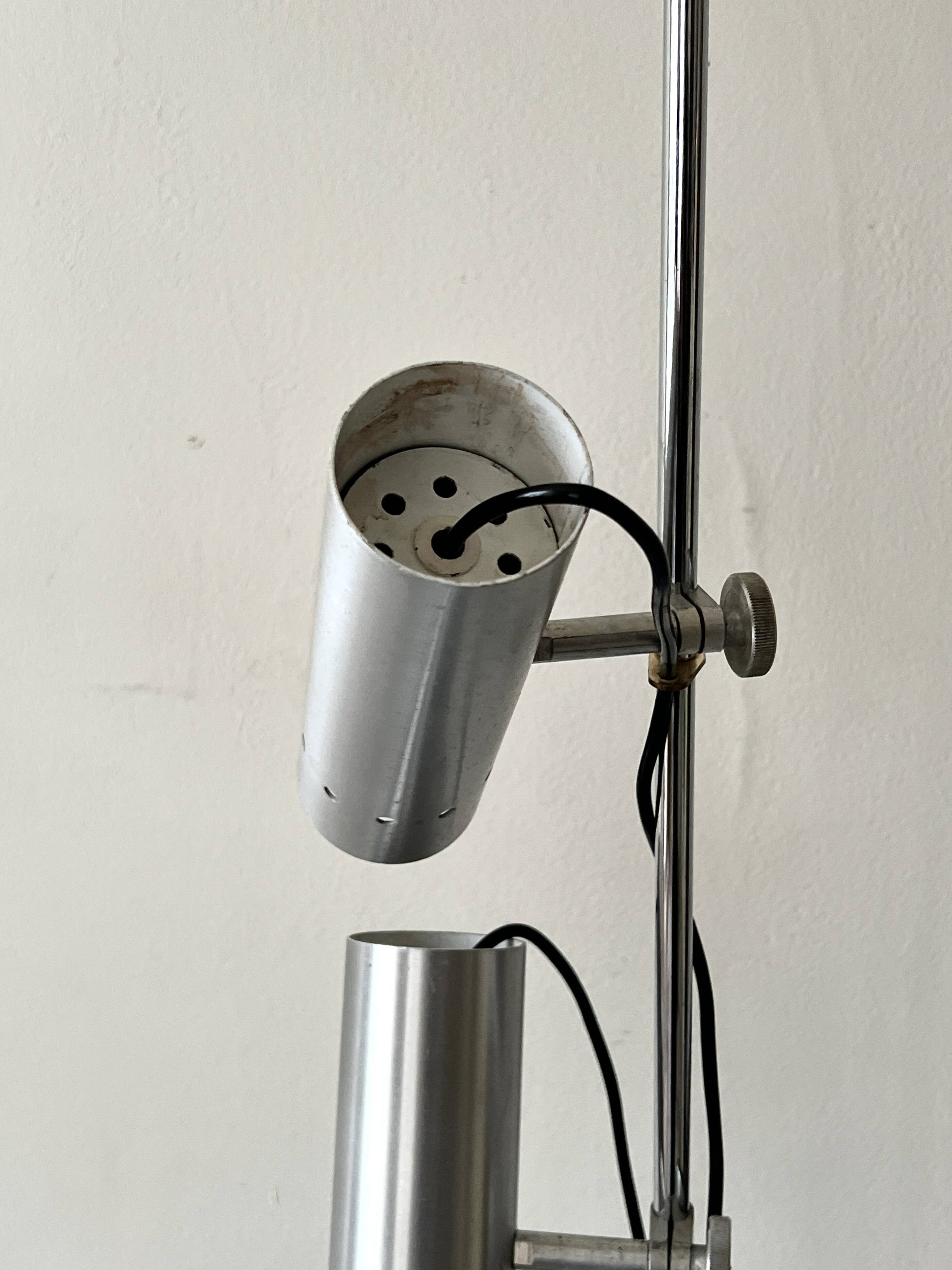 Chrome metal floor lamp with 3 spots by Alain Richard, design 1970.