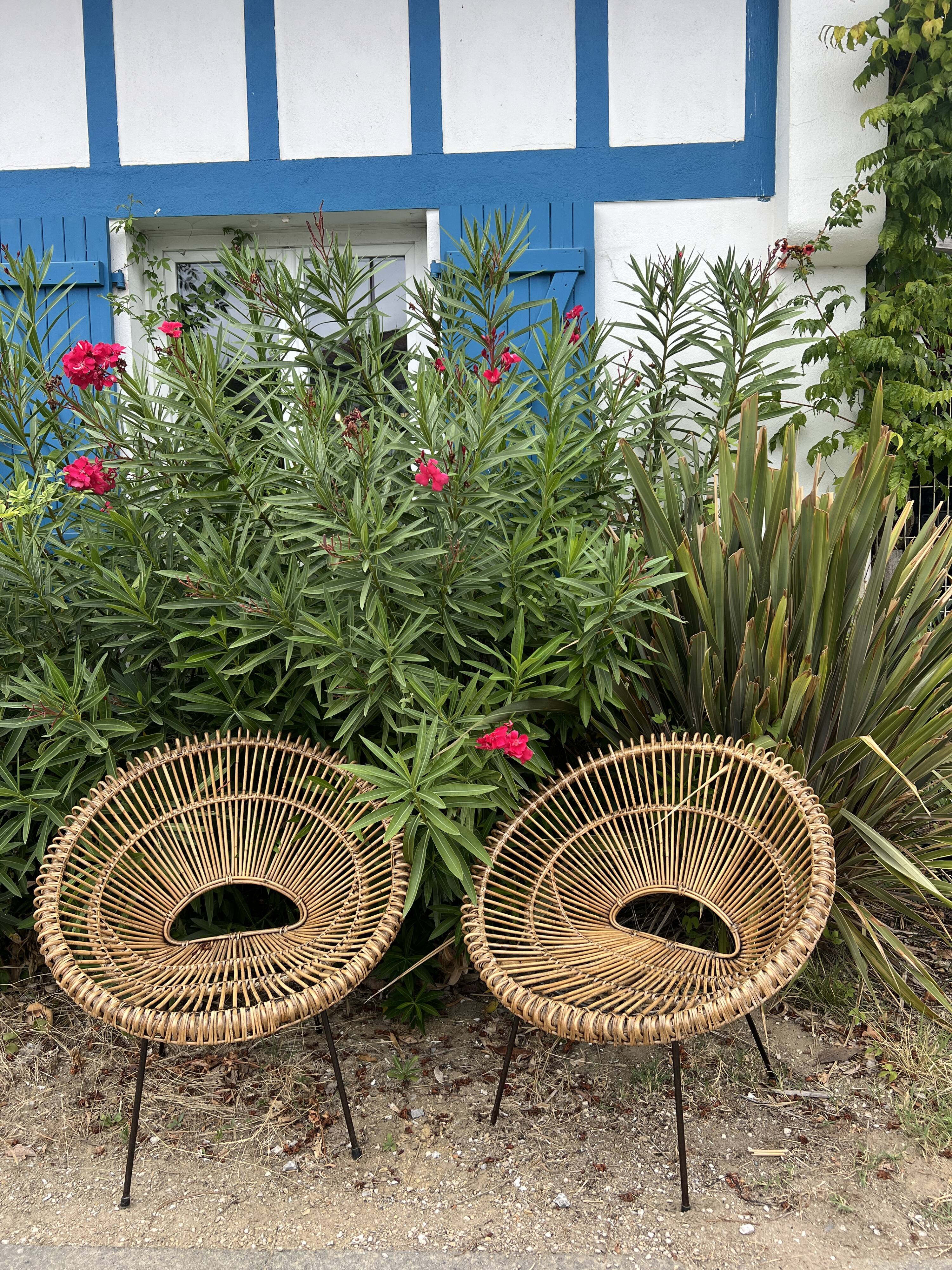 Pair of rattan armchairs