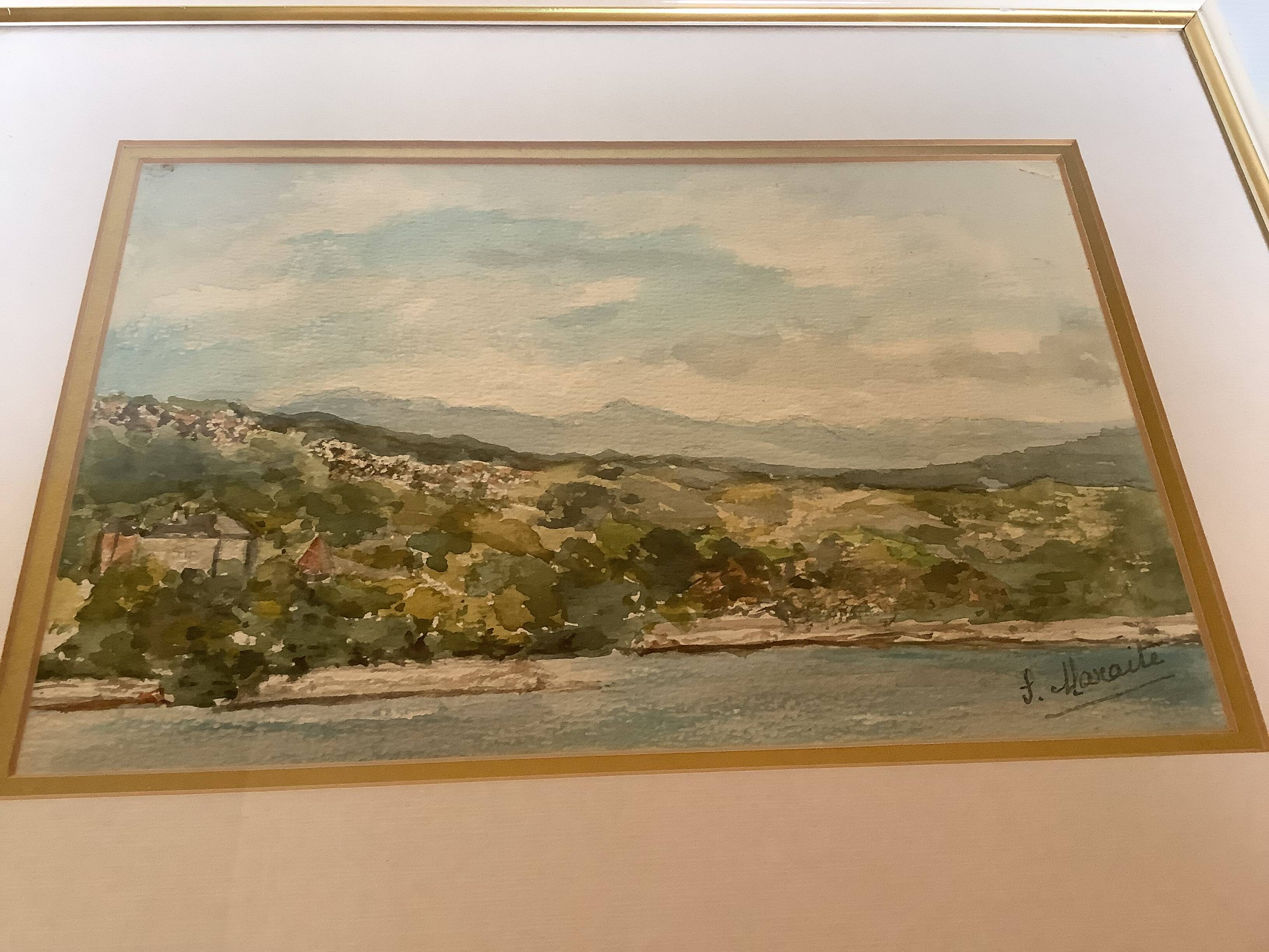 Watercolor landscape frame