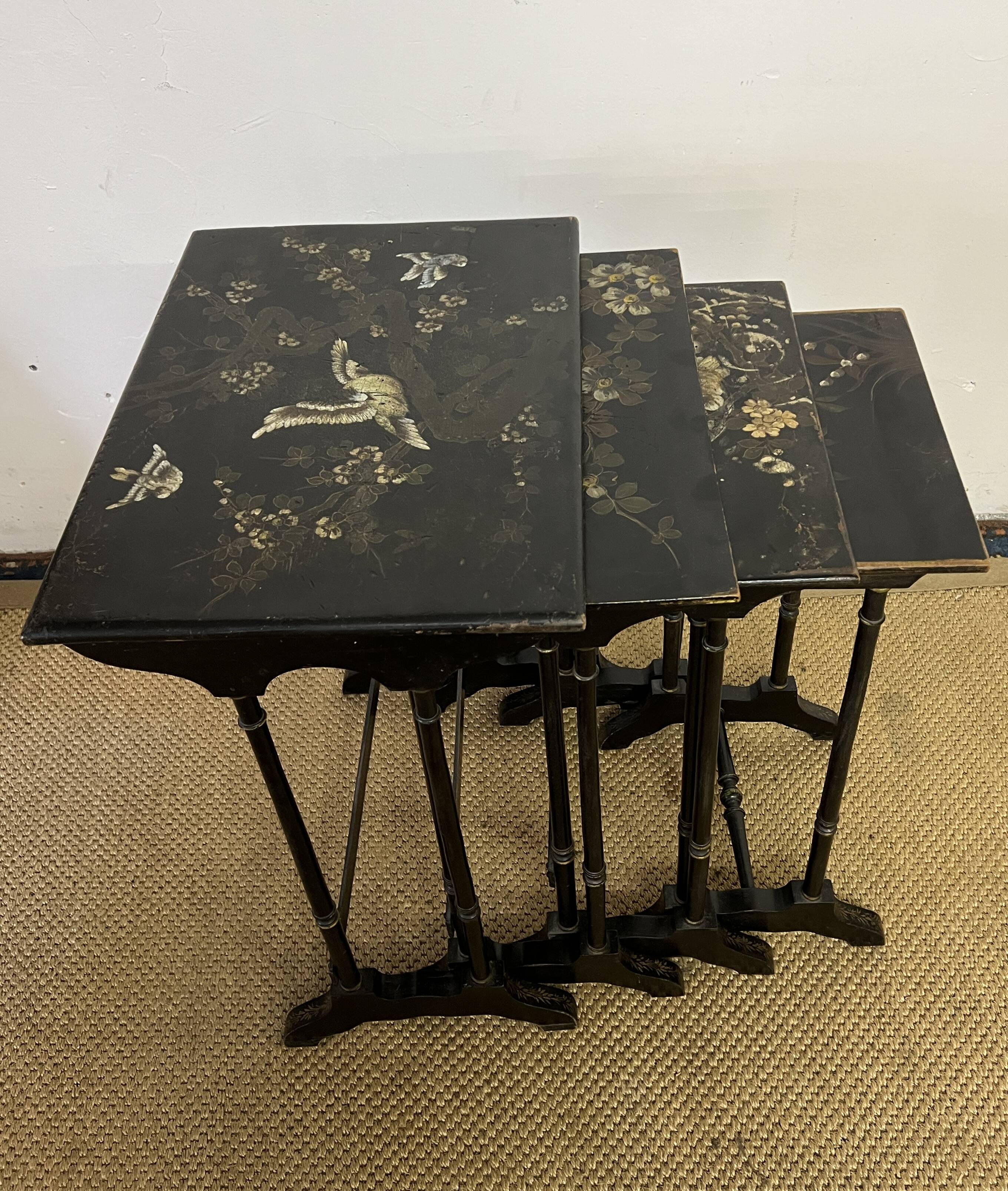 Set of 4 wooden nesting tables, Napoleon III
