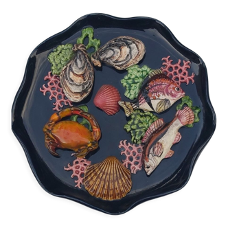 Assiette céramique poissons et crustacés