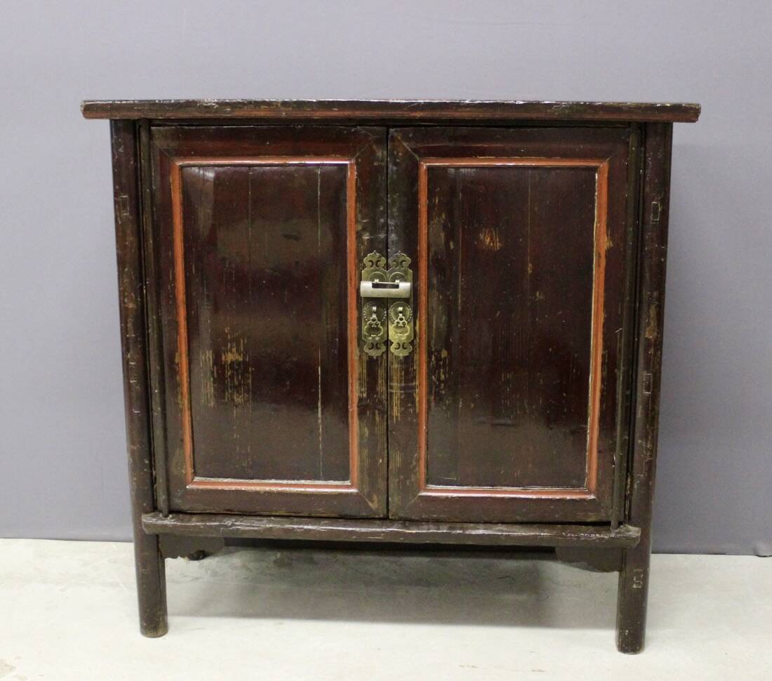 Chinese Lacquered Wood Cabinet Circa 1900