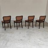 Lot de 4 chaises Thonet art déco 1930, tissu et noyer
