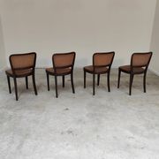 Lot de 4 chaises Thonet art déco 1930, tissu et noyer