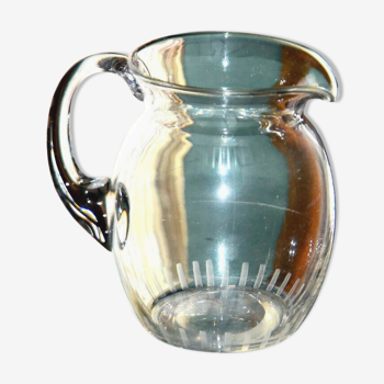Crystal water pitcher by daum nancy, art deco, model "berny"