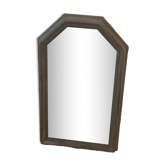Miroir ancien en bois en forme de fenêtre de couleur gris