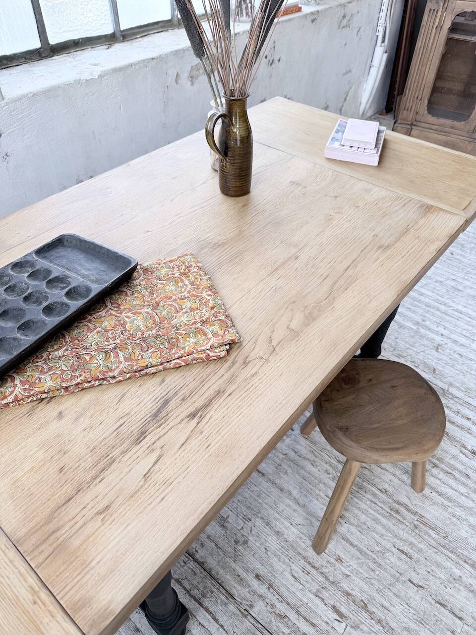 Table de ferme en chêne avec rallonges