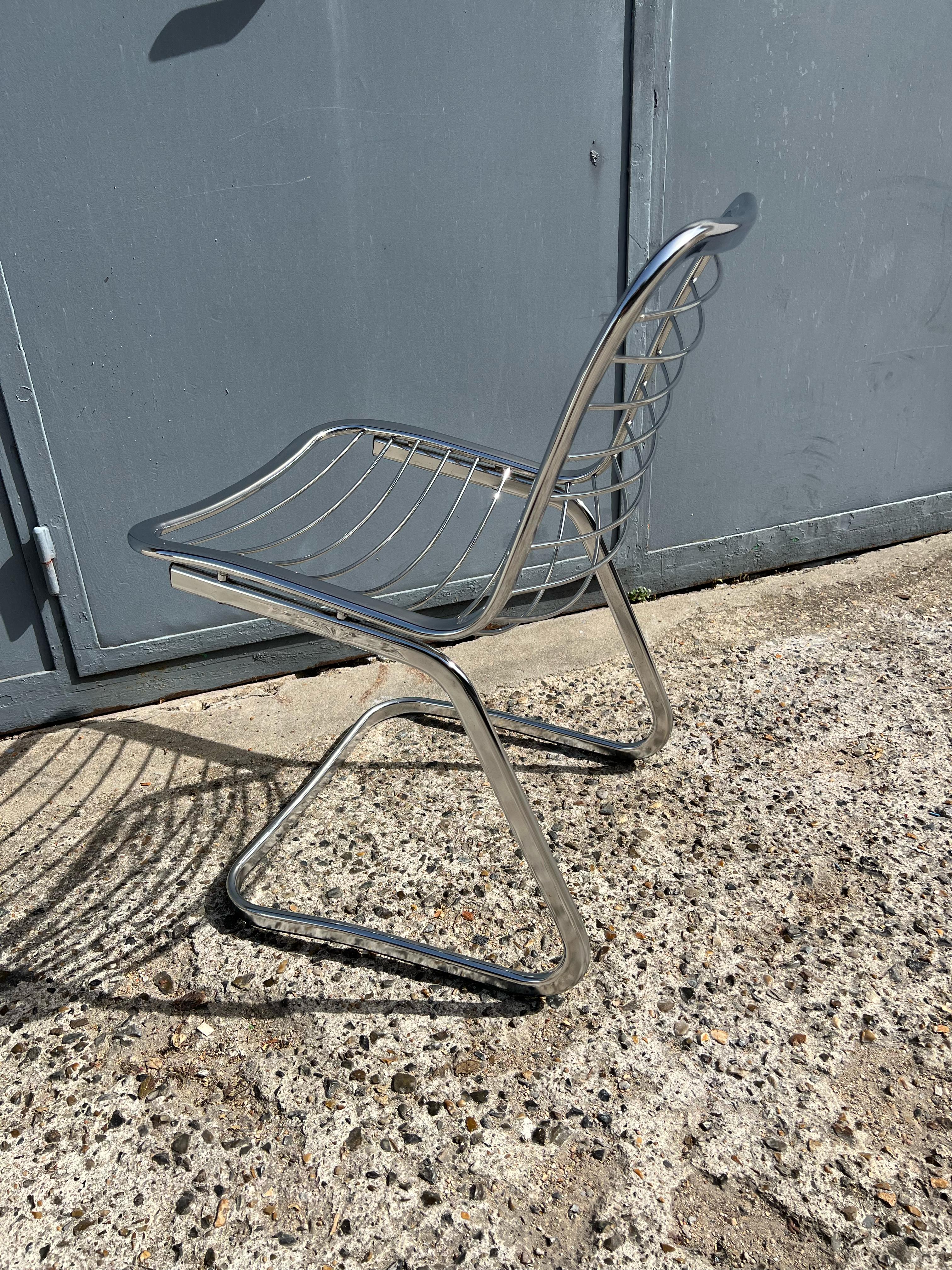 Vintage Italian design chrome metal chair from the 70s