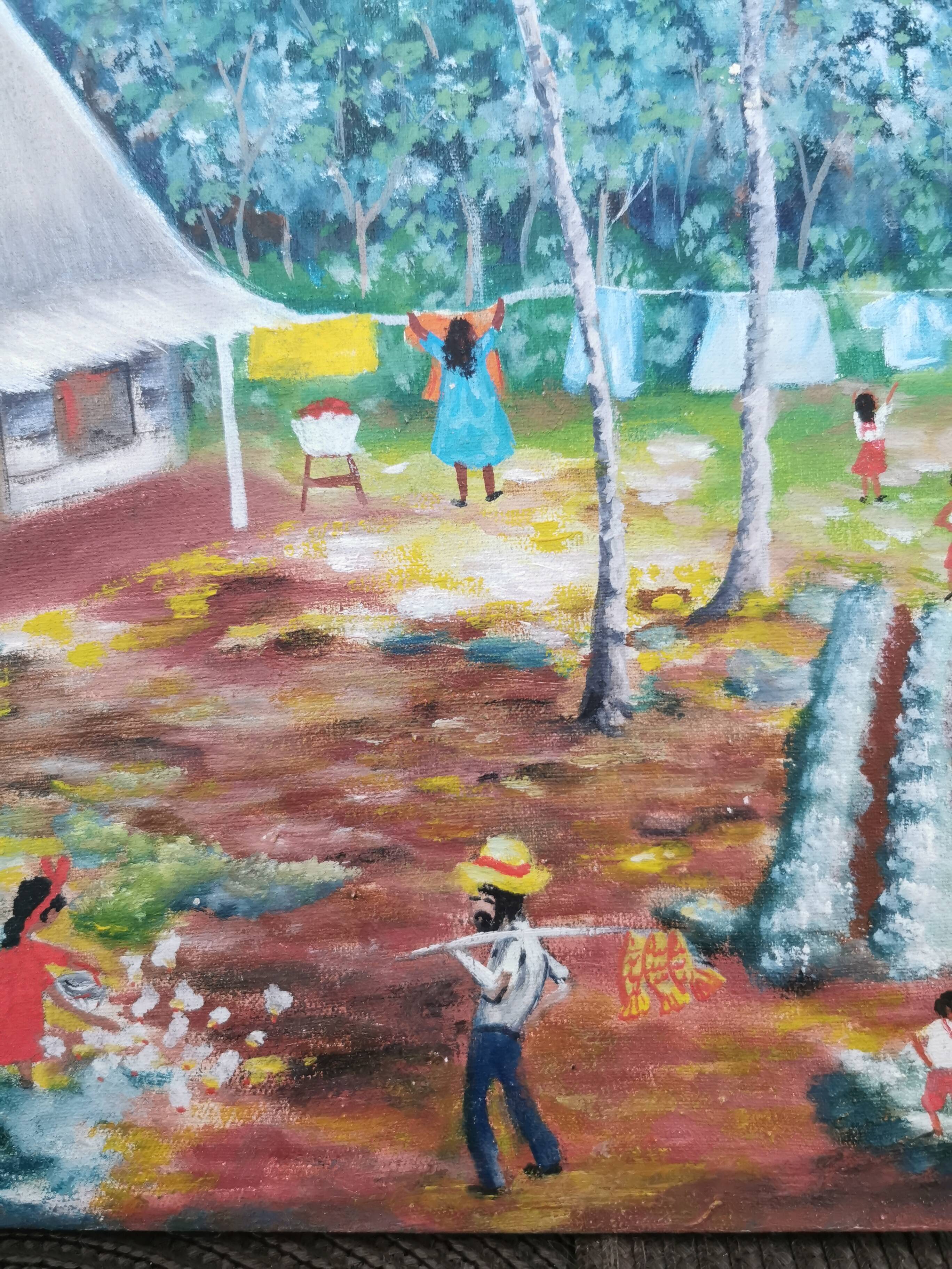 Painting on wood scene of cuba life