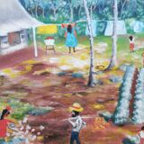 Painting on wood scene of cuba life