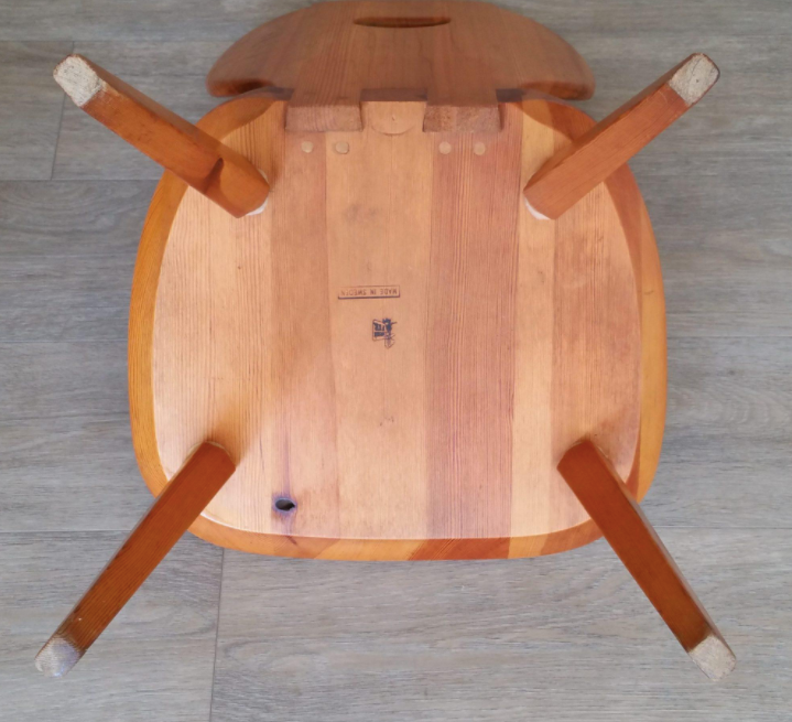 Set of 2 low pine chairs by Carl Malmsten for Svensk Fur 1950