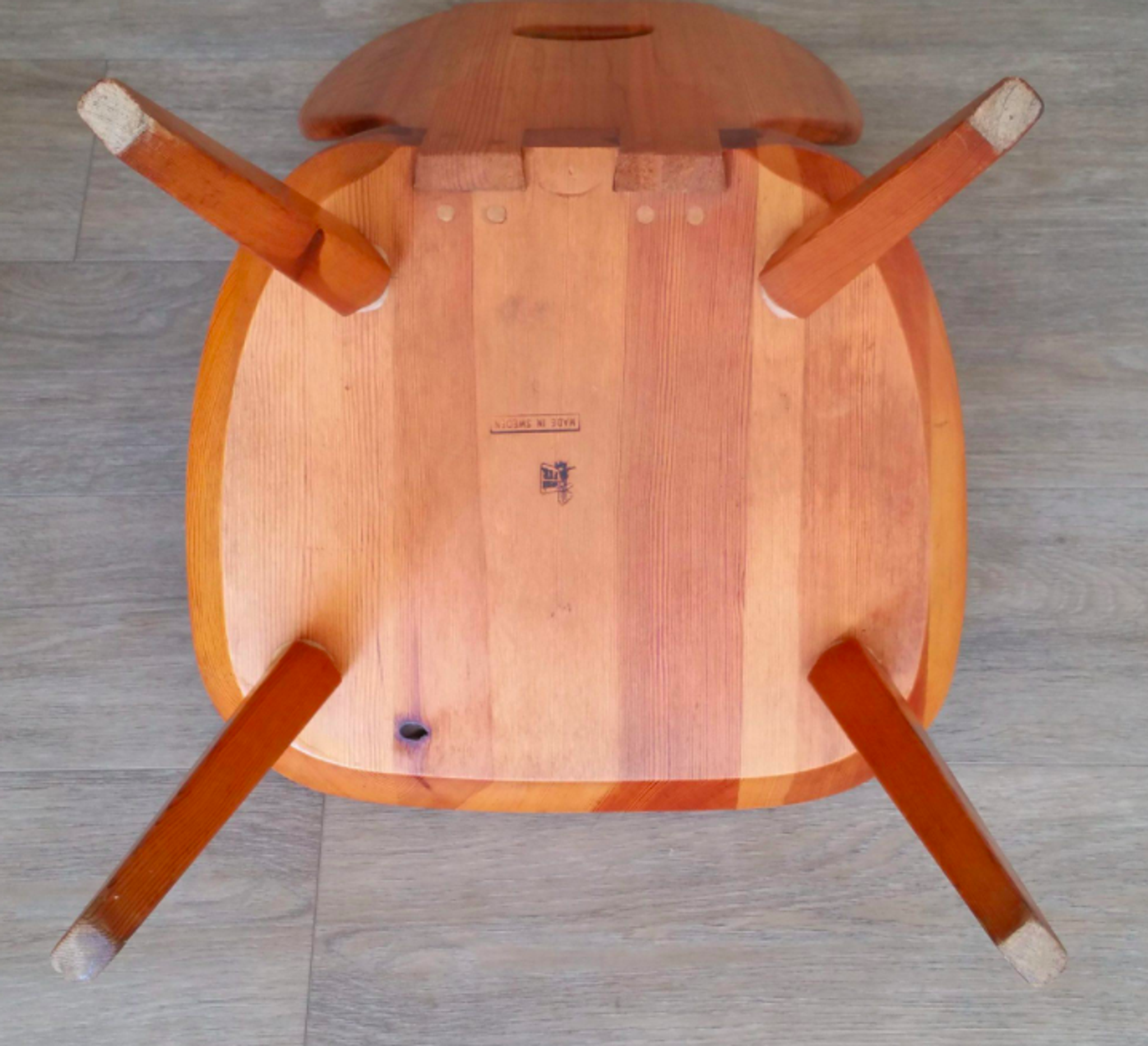 Set of 2 low pine chairs by Carl Malmsten for Svensk Fur 1950