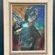 Huile sur panneau suédoise d'époque mi-siècle – « Motif abstrait » par Ragnar Godin – 68 vintage et encadrée
