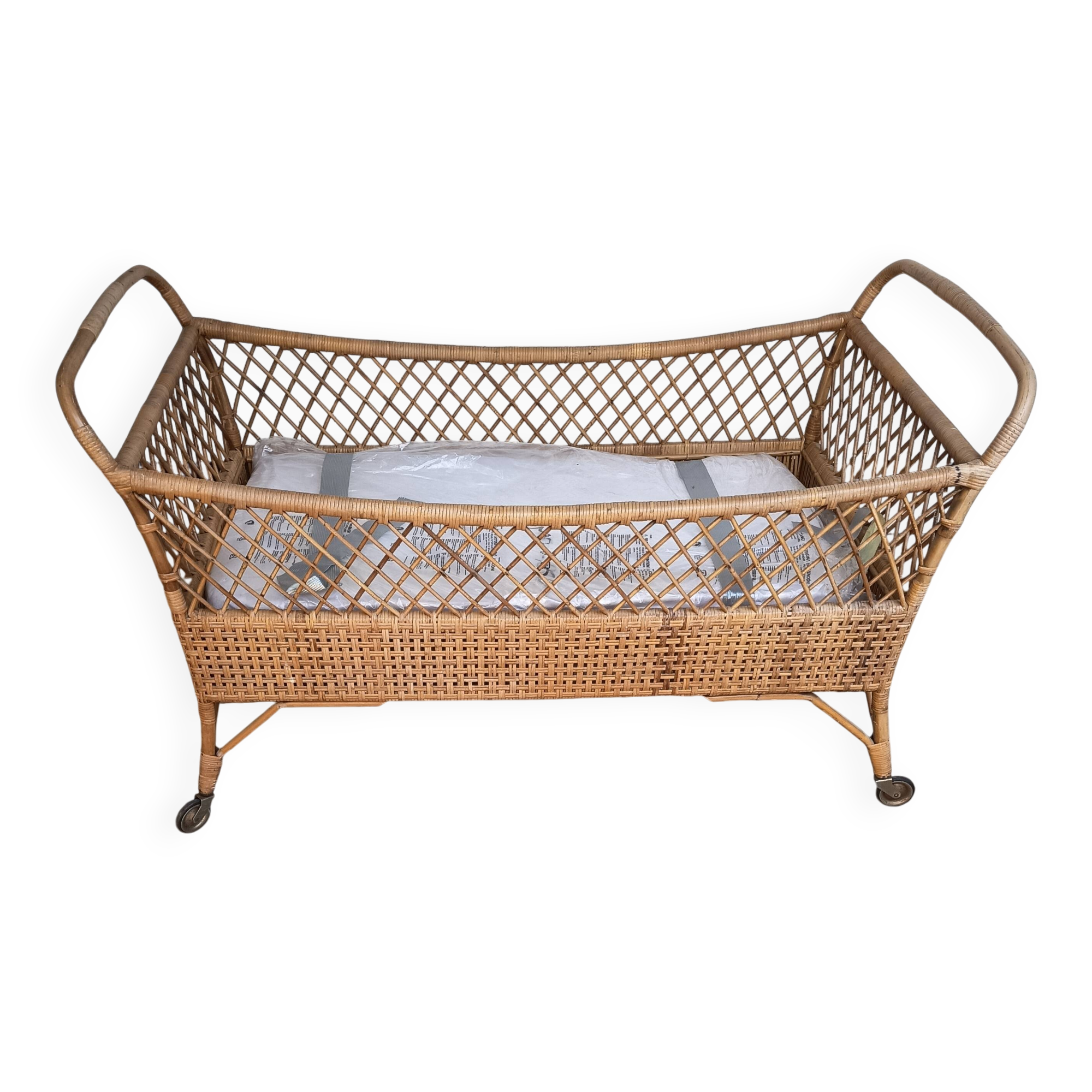 Vintage rattan cradle