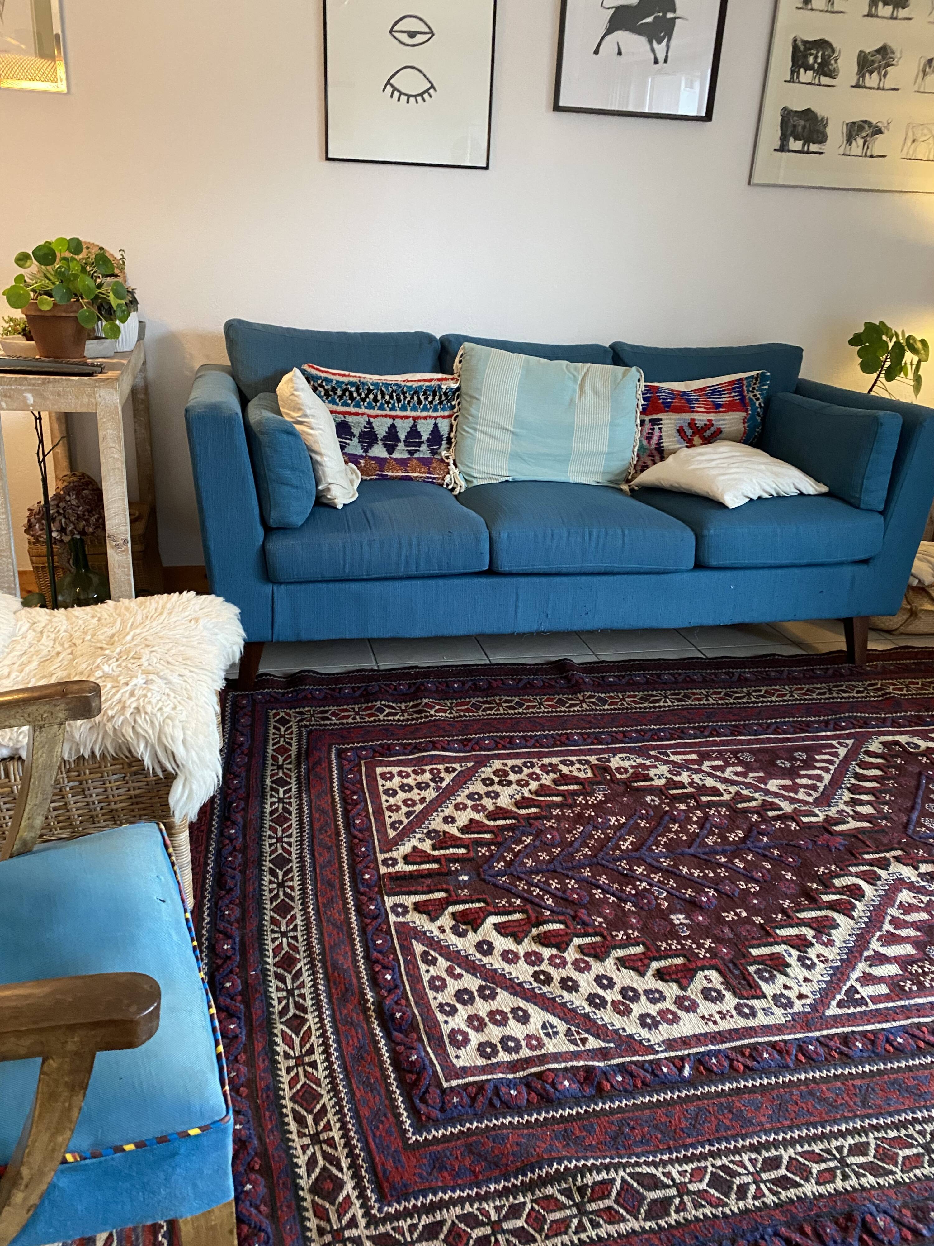 Old Afghan wool rug 270x186cm