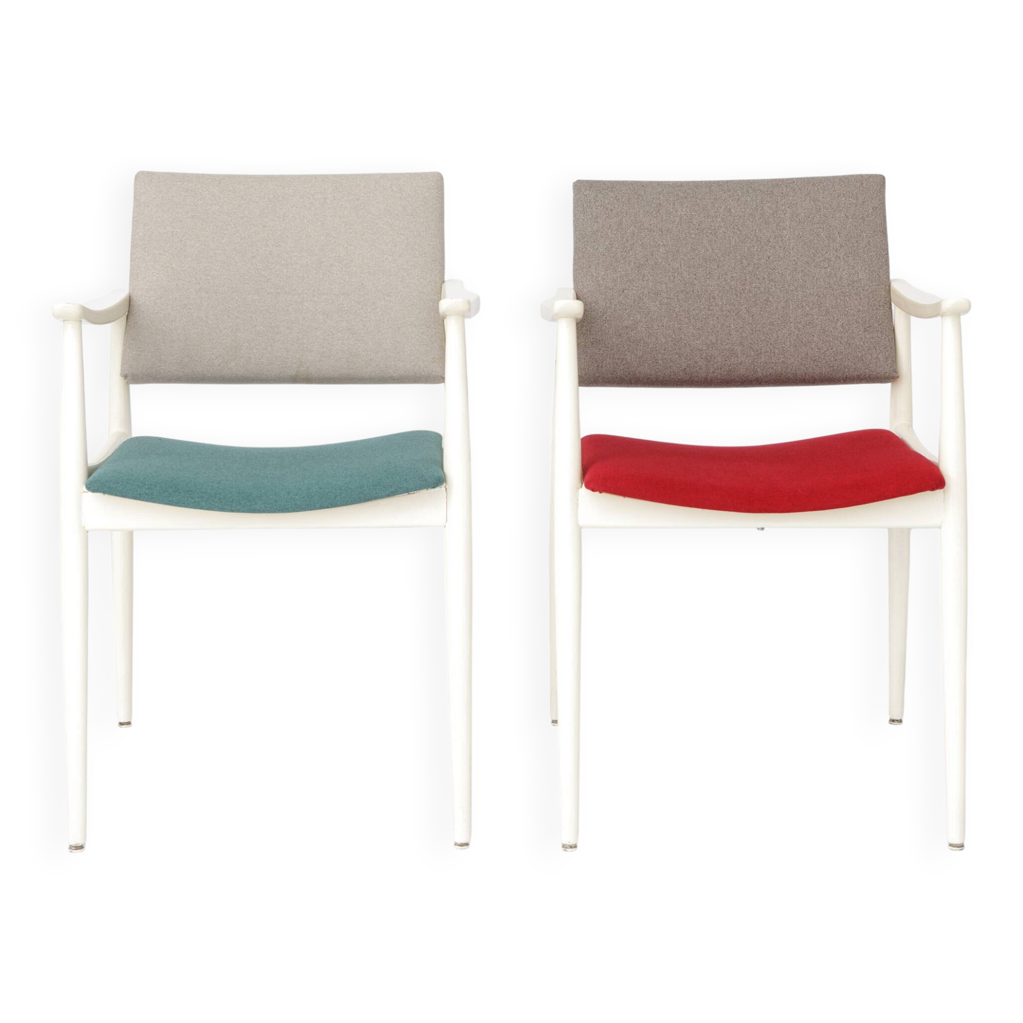 Paire de fauteuils vintage blancs, Allemagne années 1970, chaises de salle à manger du milieu du siècle