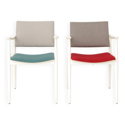 Paire de fauteuils vintage blancs, Allemagne années 1970, chaises de salle à manger du milieu du siècle