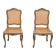 Paire de chaises d'appoint en canne de style Louis XV peintes en or et vert.