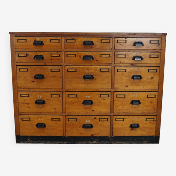 Dutch Industrial Pine Apothecary / Workshop Cabinet, circa 1930s